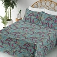 thumbnail image 3 of Ambesonne Leaf Print Fitted & Flat Sheet with Sham 3 Pcs Set, Geometric Leafy Pattern, Twin XL, Cadet Blue and Cream, 3 of 5