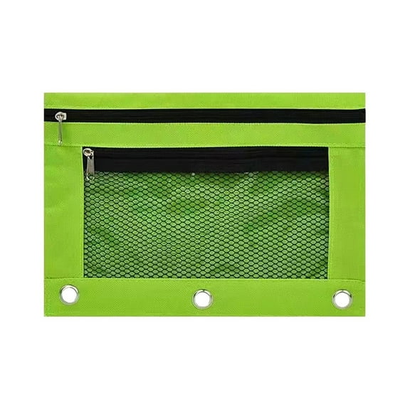 AQITTI 3 Ring Canvas Zipper Pencil Pouch Zippered Pen Bags