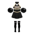 thumbnail image 4 of iiniim Kids Girls Cheer Leader Dance Cheerleading Uniform Dress with Pom Pom Socks Party A Black&White 12, 4 of 7
