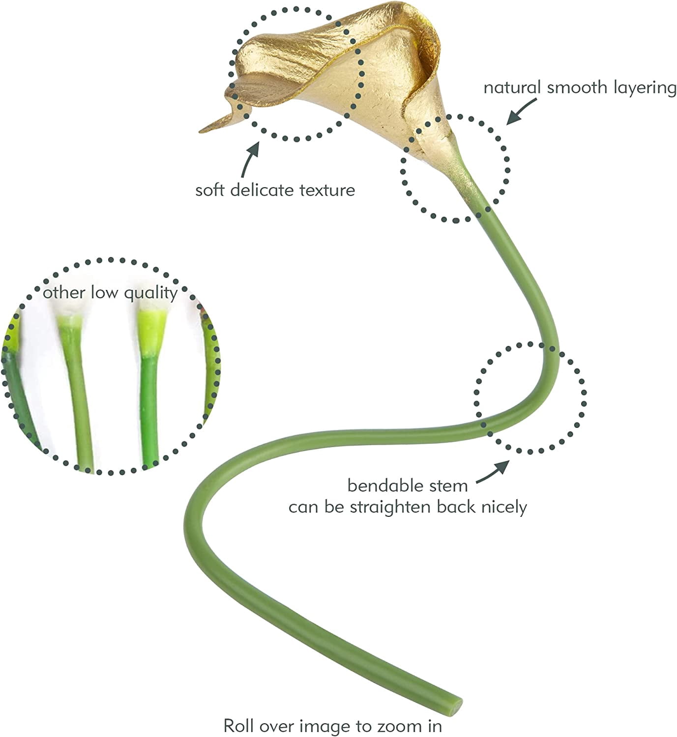 10pcs Fake Calla Lily Flowers Real Touch Latex Artificial Calla Lilies Flowers for Home Wedding Bouquet Baby Shower Centerpieces Party Decor (Gold)