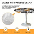 thumbnail image 2 of Elastic Fitted Round Tablecloth, Burnt Orange Black Geometric Waterproof Stretch Table Cover for 55"-60" Tables, Modern Color Block Abstract Washable Outdoor Tablecloths for Patio, Picnic, Camping, 2 of 9