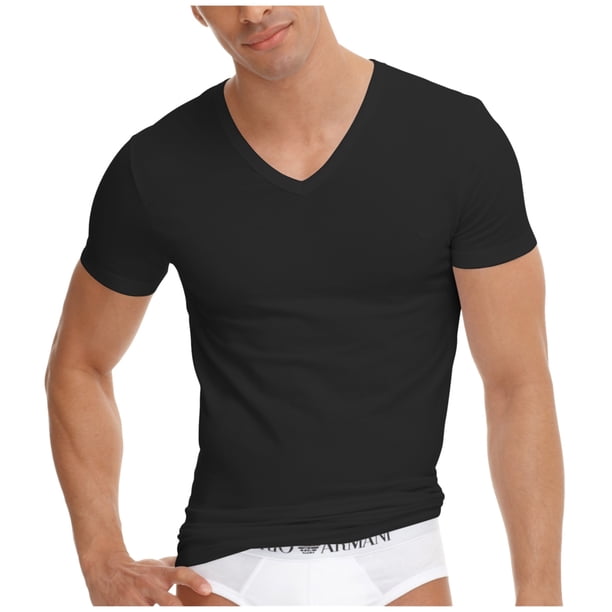 Camiseta básica de algodón Armani para hombre Negra Grande