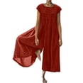 thumbnail image 1 of HBFAGFB Combinaison Femme Col Rond Manches Courtes Zippées Ample et Légère Rouge Taille g, 1 of 5
