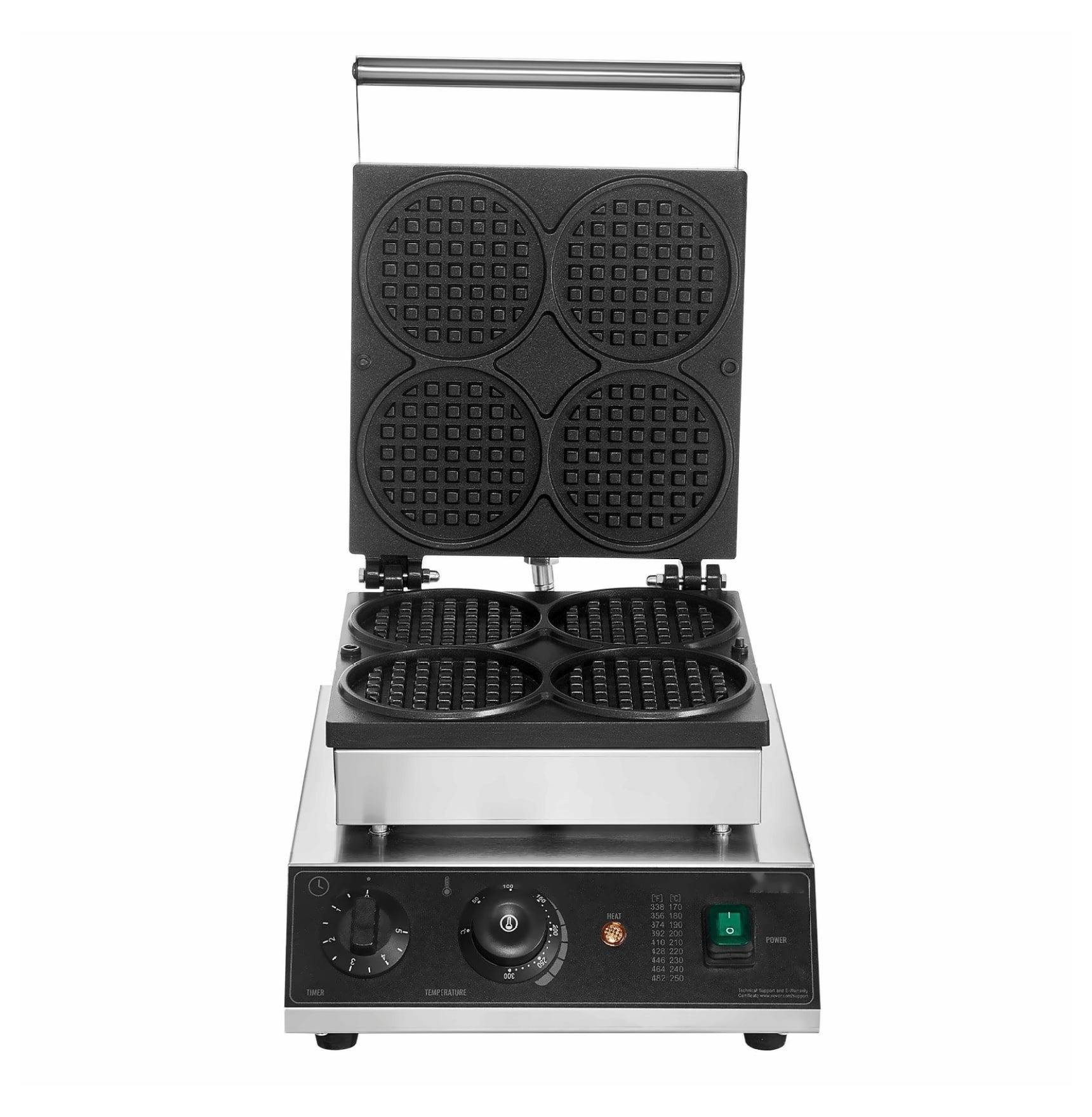 Commercial Waffle Maker 4PCS, 1750W Round Waffle Iron Machine, Non-Stick Baker, Professional Grade for Home & Restaurant