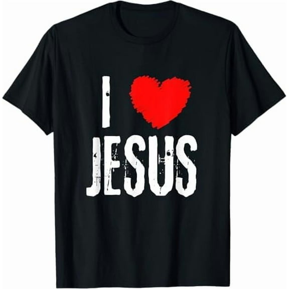 I Love Jesus I Heart Jesus Funny Jesus T-Shirt, Christian Shirt for Women Men Religious Graphic Crewneck Faith Tee