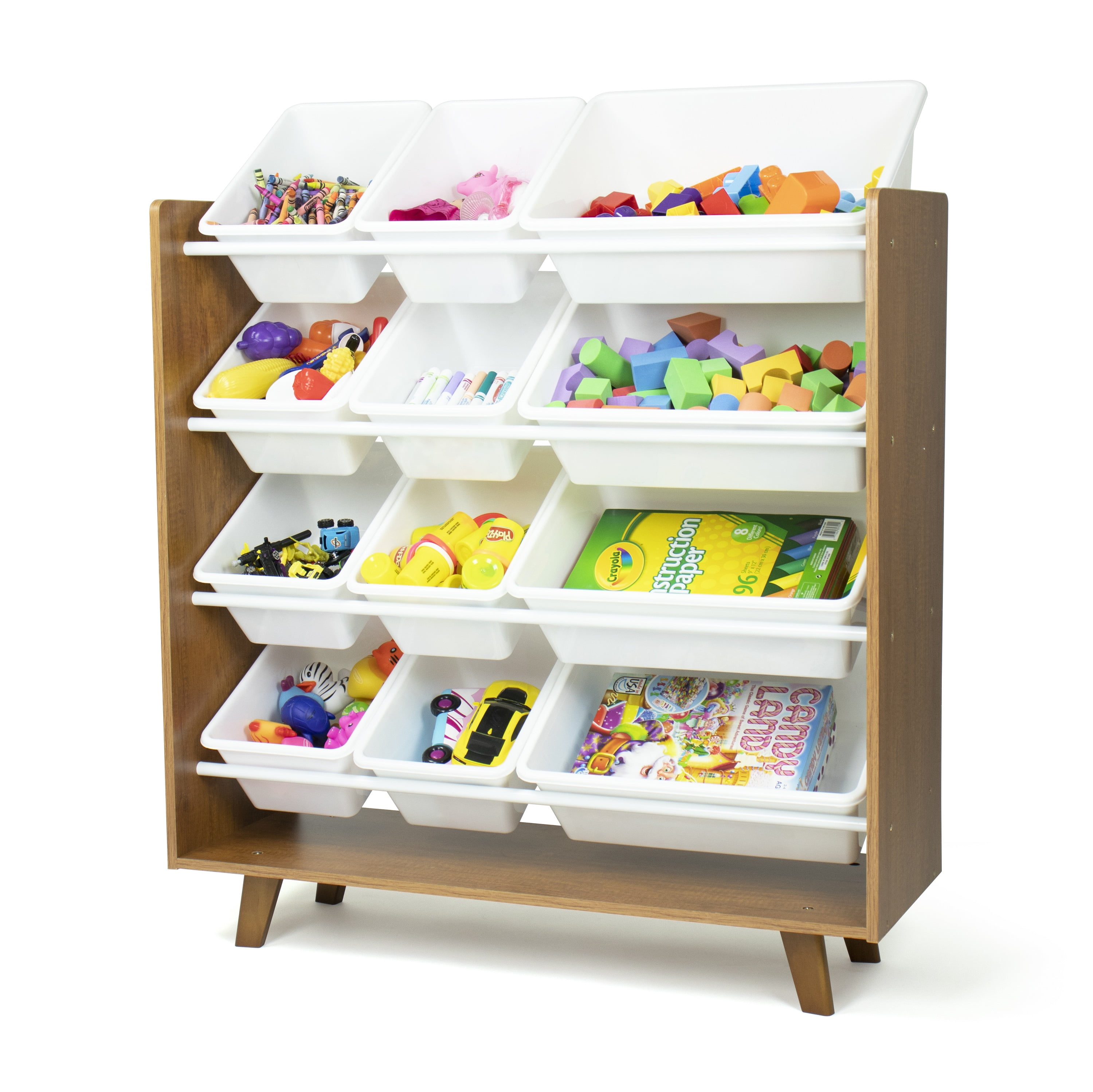 Humble Crew Morgan 12 Bin Toy Storage Mid Century Organizer Wood