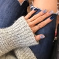 thumbnail image 2 of Uñas postizas cuadradas de color azul marino, uñas postizas adhesivas brillantes con diseños, uñas postizas acrílicas para mujeres, 2 of 4