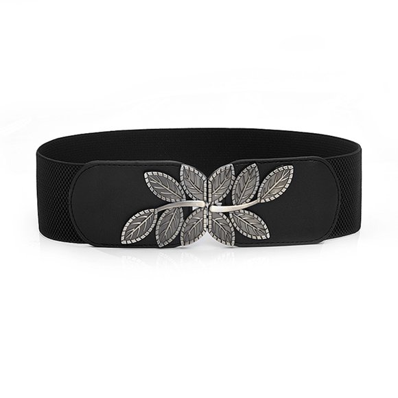 Women's Fashion Wild Wide Waistband Elastic Stretch Dress Waist Belt Buckle Band Belt mens belt Black