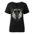 thumbnail image 3 of T Shirts for Women Graphic Tshirts Summer Solid Color V Neck Printed Short Sleeved T-Shirts Tops, 3 of 3