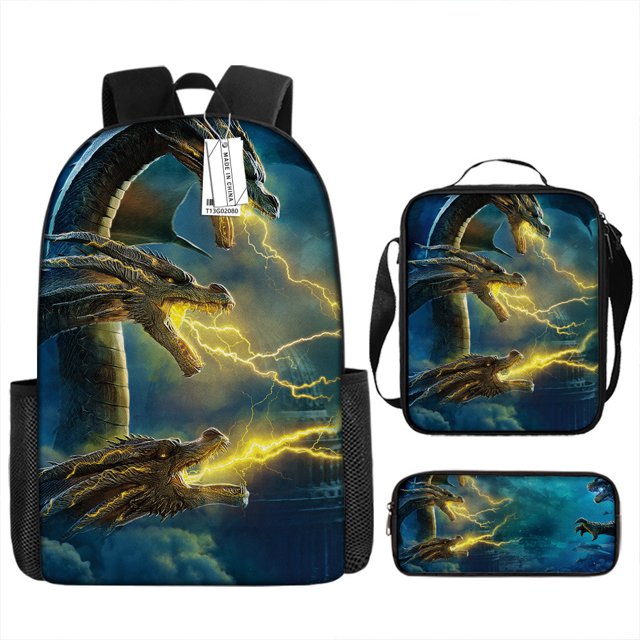 Godzilla Vs King Kong Schoolbag, Student Backpack, Godzilla Vs Kong Three-Piece Backpack-SHUNJING