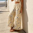 thumbnail image 7 of Guluxicc Women's Floral Palazzo Pants Elastic Waist Ruffle Hem Boho Wide Leg Casual Trousers for Everyday Summer Fall, 7 of 7