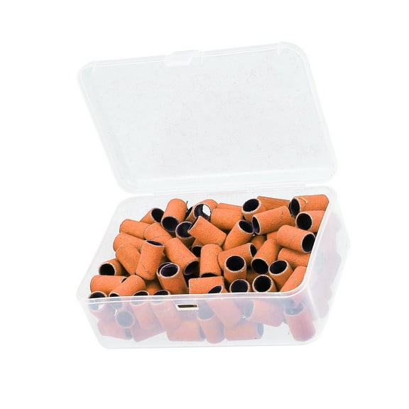 Unique Bargains 100 Pcs 240 Grit Nail Drill Bits Sanding Bands Gel File Polish Remover For Electric Nail Tools Orange