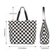 thumbnail image 5 of Balery Black and White Checkerboard Bolsa Tote Estilo Estético con Cremalleras, Bolsa de Hombro, Bolsa de Compras Grande y Plegable, 5 of 8