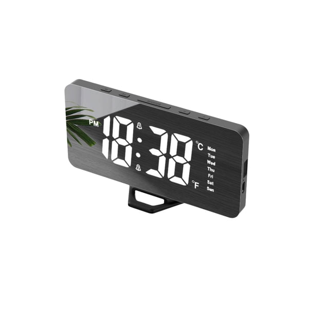 Reloj de Alarma Digital Reloj Electrónico Digital Pantalla Led Reloj Electrónico Estéreo Pantalla Digital Snooze Reloj de Alarma 12/24H Pantalla de Temperatura de Conmutación Versión Enchufe Reloj de