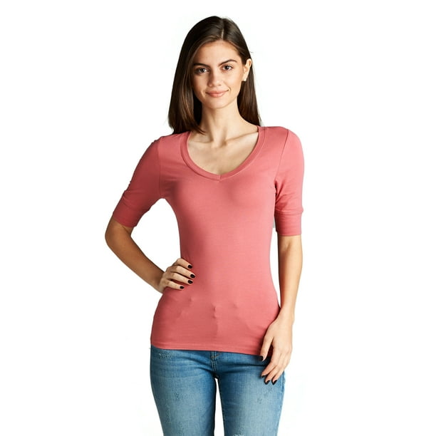 dusty rose v neck t shirt