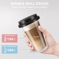 thumbnail image 3 of Double Walled Glass Coffee Mugs with Silicone Lids,12 OZ 6Packs Insulated Drinking Coffee Cups with Lids, Dishwasher Safe Reusable Glass Iced Travel Coffee Cups for Morning Coffee, Hot or Cold Drink, 3 of 5