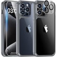 thumbnail image 2 of TAURI 5 en 1 para iPhone 15 Pro Max Funda de titanio, [no amarillea y defensa militar contra caídas] con 2 protectores de pantalla de vidrio templado + 2 protectores de lente de cámara, funda delgada, 2 of 4