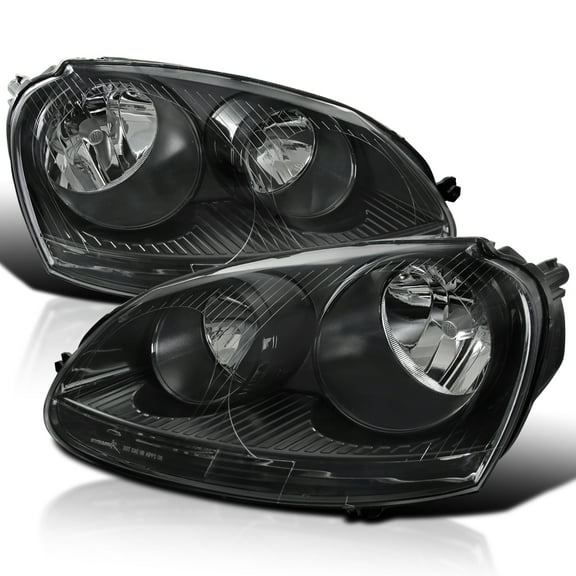 Spec-D Tuning Black Headlights Compatible with 2006-2009 Volkswagen VW Golf Rabbit Jetta GTI L R Pair Head Light Lamp Assembly