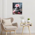 thumbnail image 5 of Zen Water Lily Canvas Wall Art Funny Pink Floral and Stone on Water Wall Art for Living Room Spa Framed Wall Art Ready to Hang for Bathroom Bedroom Office Wall Decor Painting, 24L X 16W inches, 5 of 6