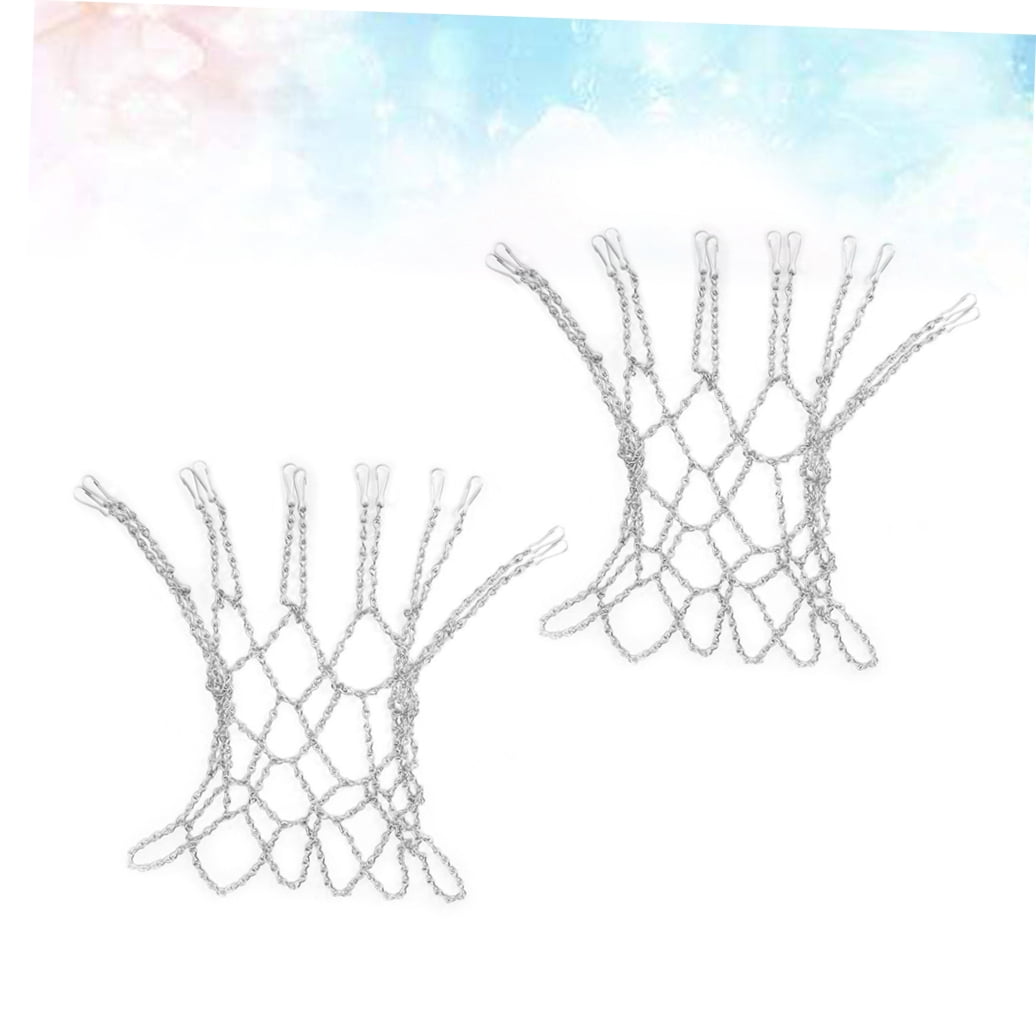LOLIPPYY 2-Pack Standard Size Heavy Duty Rust-Resistant Iron Chain Basketball Nets, Plated Replacement for Outdoor Courts
