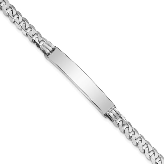 14K White Gold Wg Flat Curb Link Id Bracelet (7 X 7.5) Made In United States lid64w-7