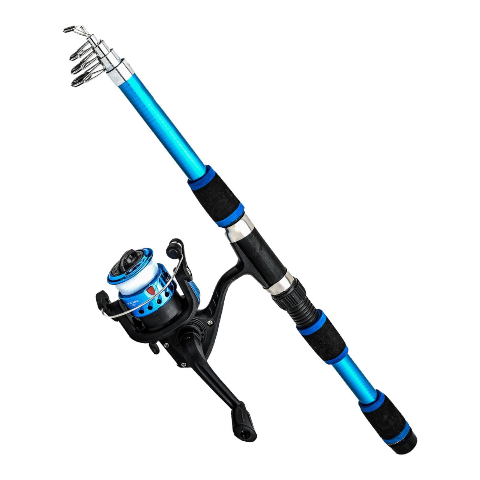 figatia Fishing Pole Kids Fishing Rod and Reel Combo, Easy to Operate Birthday Gifts Telescopic Adjustable for Travel Outdoor Starter Blue