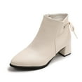 thumbnail image 6 of White Women'S Fashion Pointed Toe Boots With Lace Up And Side Zipper For All Day Comfort, 6 of 9
