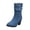 Blue, variant on Women's Fashion Mid Calf Denim Boots Round Toe Platform Side Zip Block Heel Boots with Pocket for Fall Sightseeing Weekend Outings
