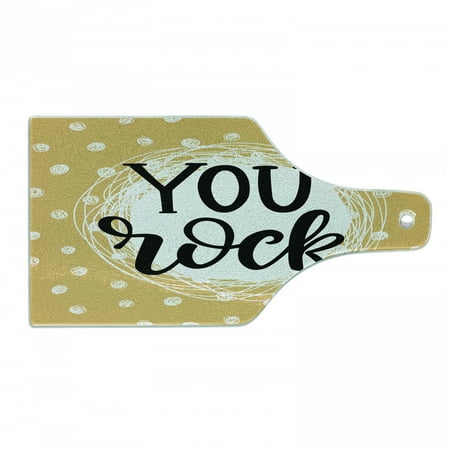 

You Rock Cutting Board Hand Drawn Motivational Lettering Scribble Circle Dots Decorative Tempered Glass Cutting and Serving Board in 3 Sizes by Ambesonne