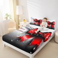 thumbnail image 4 of jejeloiu Happy New Year Red Bowtie Bowknot Merry Christmas Queen Sheet Set,Lightweight Kids Bedding,4pcs, 4 of 7