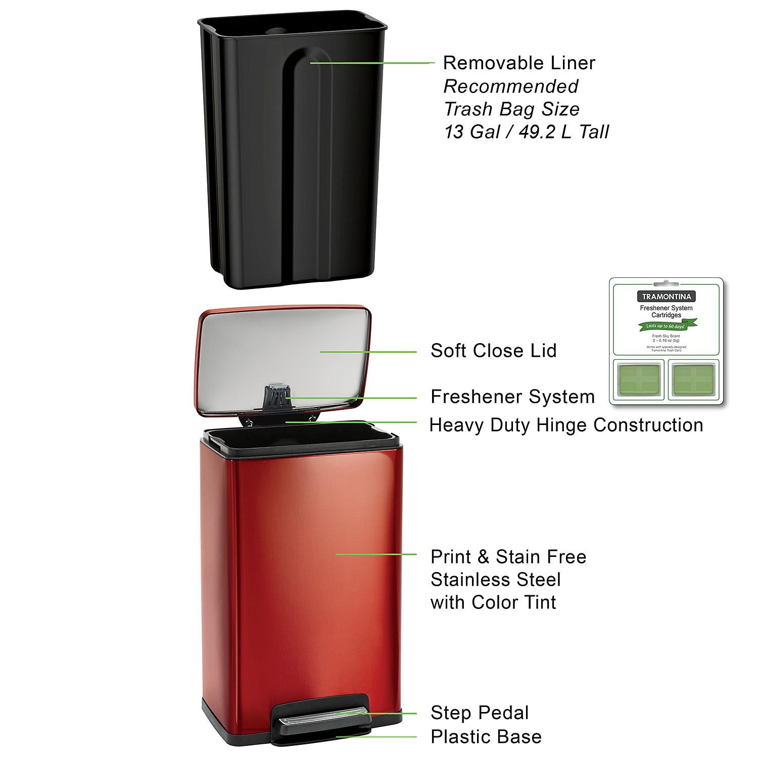 General Household Supplies New Stainless Steel Blue Freshener 13 Gallon