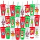 thumbnail image 1 of Vasos navideños de plástico Skylety, 24 unidades, 710 ml, con tapas y pajitas, 1 of 7