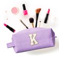 thumbnail image 6 of Sm:)e Personalized Initial Makeup Bag, Cosmetic Bag for Teen Girls and Women, Toiletry Bags for Travel Holiday Birthday,2 Pack (K, Purple), 6 of 7