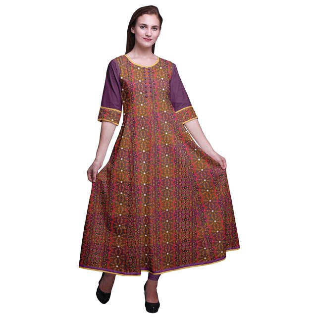 Bimba Anarkali Kurta Imprimée Longue Robe Maxi IndianKurtisFor Femmes Tenue de Fête