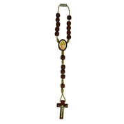 CATHOLICA SHOP Our Lady of Guadalupe Rearview Mirror Auto Car Rosary Cherry Wood Beads, 7 Inch