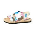 thumbnail image 3 of Yuanlong Womens Sandals Flat Beach Sandals Printed Crisscross Strap Slingback Breathable Hollow Daily Leisure Shoes, 3 of 7