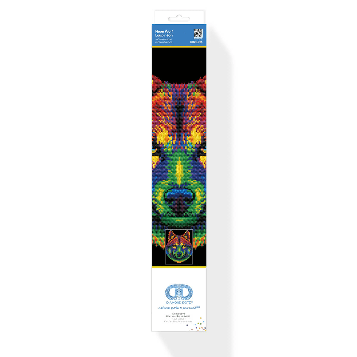 Diamond Dotz Neon Flock Wolf Diamond Painting Kits for Adults - Colorful Diamond Art Kits a Relaxing Creative Craft Kit with Dotz Gems 18x14