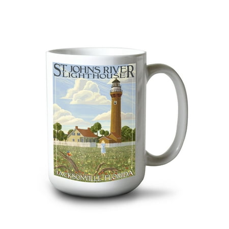 

15 fl oz Ceramic Mug Jacksonville Florida St. Johns River Lighthouse Dishwasher & Microwave Safe