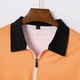 thumbnail image 3 of Ceisia Men's Color-Blocked Striped Zip-Up Short Sleeve Polo Shirt Casual Summer Top Orange L Gifts, 3 of 8