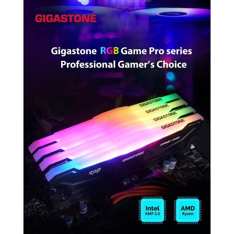 DDR4 RAM】 Gigastone Black RGB Game PRO Desktop RAM 16GB (2x8GB