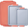 thumbnail image 1 of Juego de 3 bandejas para horno de cerámica antiadherentes, bandejas para hornear para galletas naturales y no tóxicas, sin PFOA ni PTFE, bandejas para horno de acero aluminizado de alta resistencia, 1 of 8