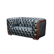 Dark Grey Top-Grain Leather Deep Tufted Loveseat 415 ESF Contemporary Modern