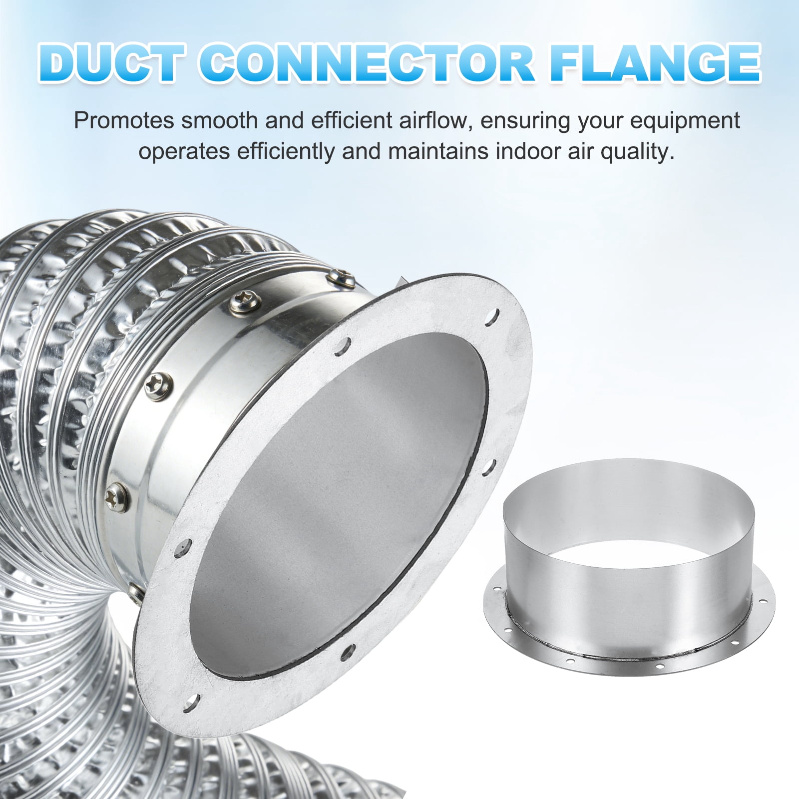 Uxcell Duct Connector Flange (9.8", Silver) -  Galvanised Steel Round Dust Collection Fittings Dryer Vent Exhaust Pipe Hose Flange, Fits Heating Cooling Ventilation HVAC System