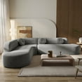 thumbnail image 2 of 122'' Curved Sectional Sofa with Three Round Cushions & High-Resilience Foam, Durable Fabric for Modern Living Rooms, Gray, 2 of 6