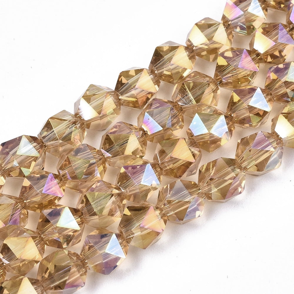 Electroplate Transparent Glass Beads Strands AB Color Plated Faceted Round Mixed Color 6x5.5x5.5mm Hole: 1mm about 100pcs/strand 22.44 inch(57cm)