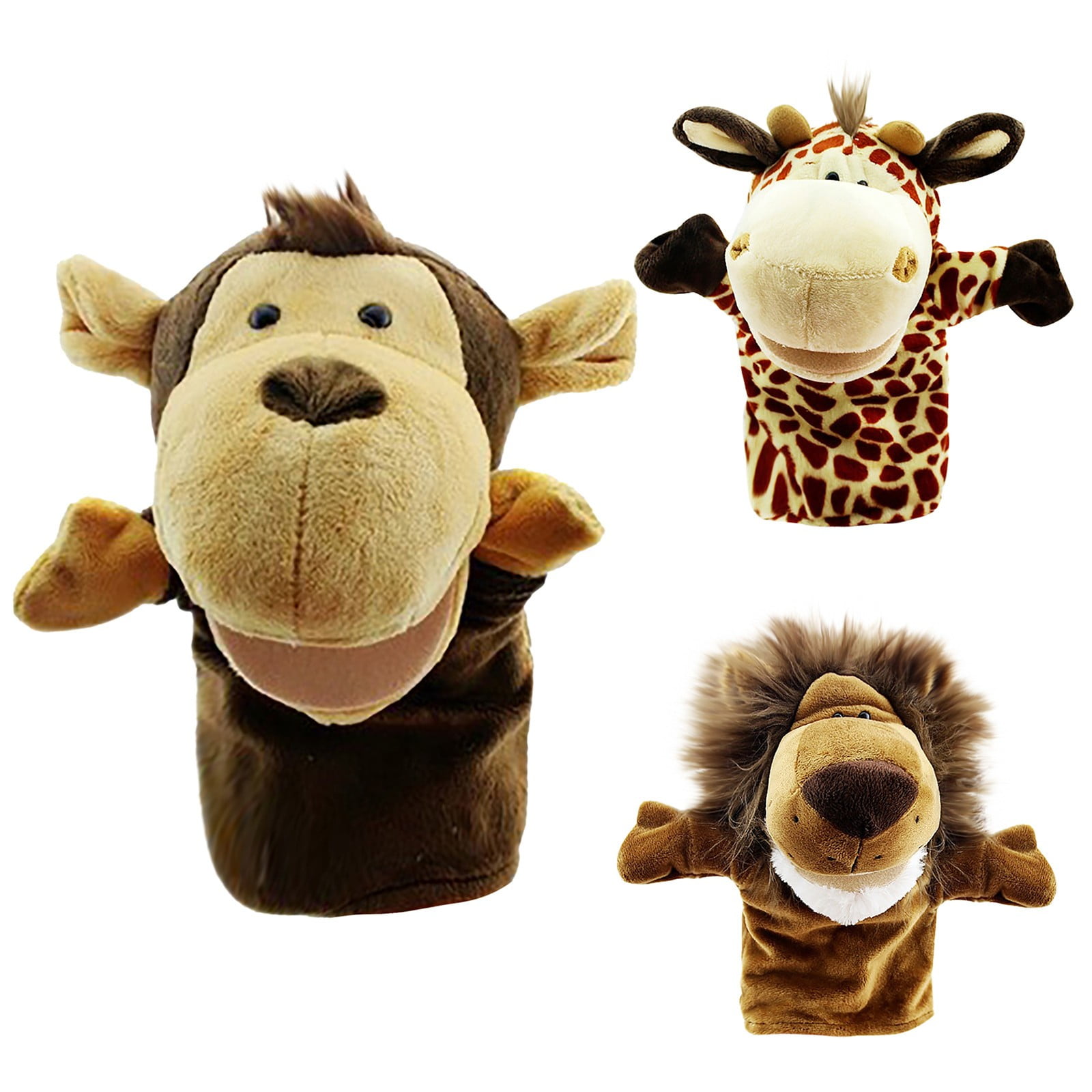 Kid Hand Puppet Toy Giraffe & Wolf with Working Mouth for Imaginative Play 