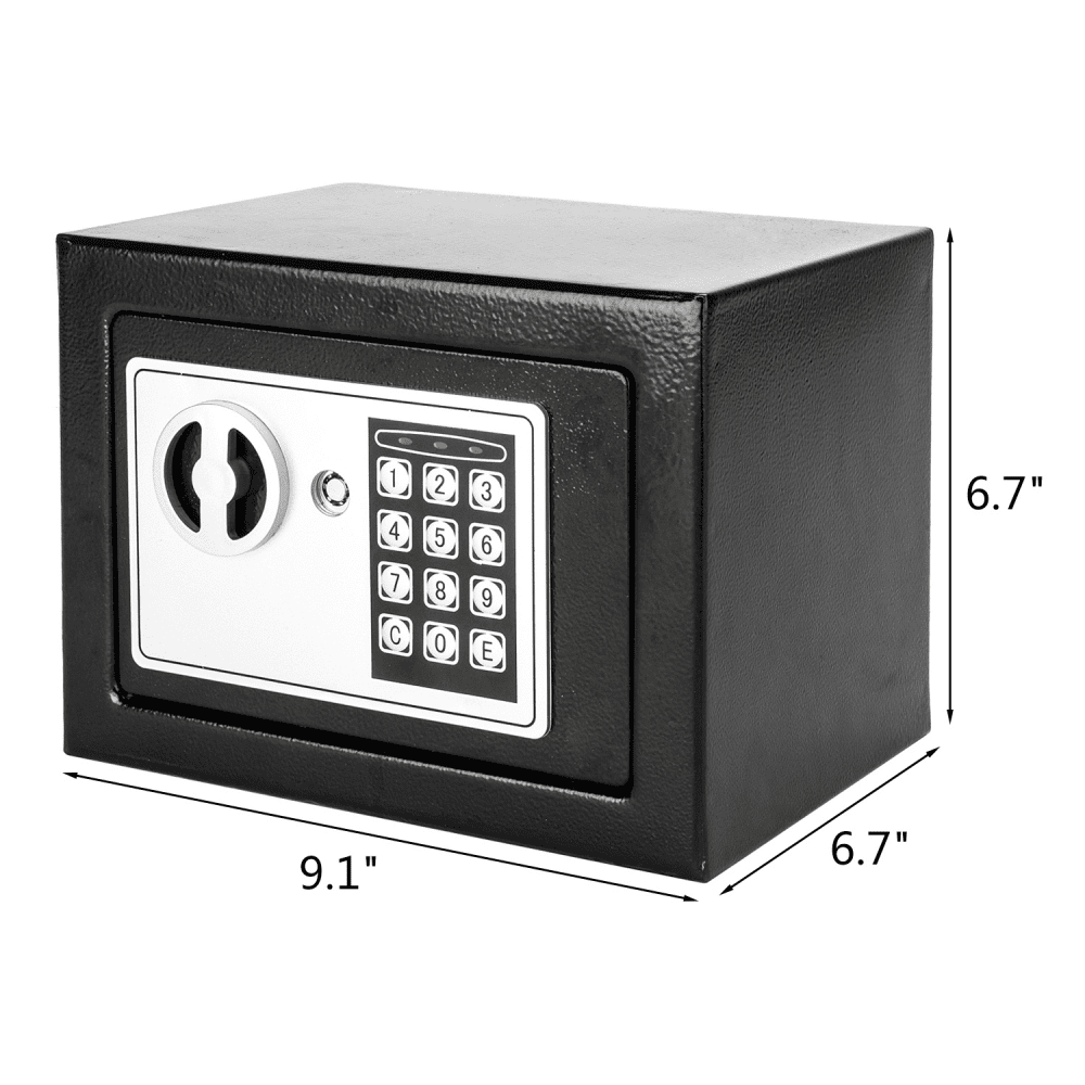 Tcbosik Electronic Security Safe Box with Key for Home Office, Mini Safety Box for Jewelry Cash Gun Storage, Black