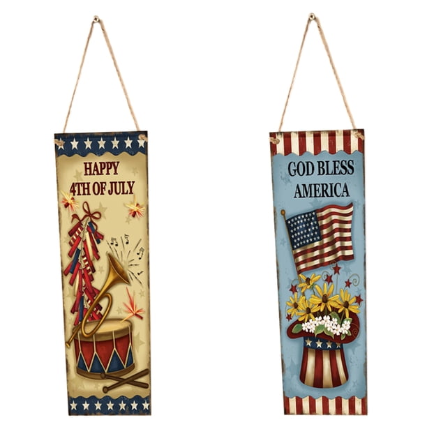Letrero de bienvenida para puerta con decoraciones del 4 de julio, decoración patriótica para puerta, colgador de puerta del Día de la Independencia para puerta de entrada, colgante de