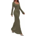 thumbnail image 6 of PRETTYGARDEN Women's Fall Long Sleeve Maxi Bodycon Dresses Soft Stretchy Ribbed Knit, Bell Sleeve Square Neck Mermaid, Elegant Long Dress, Wedding Guest Party, Winter Clothing, 6 of 7