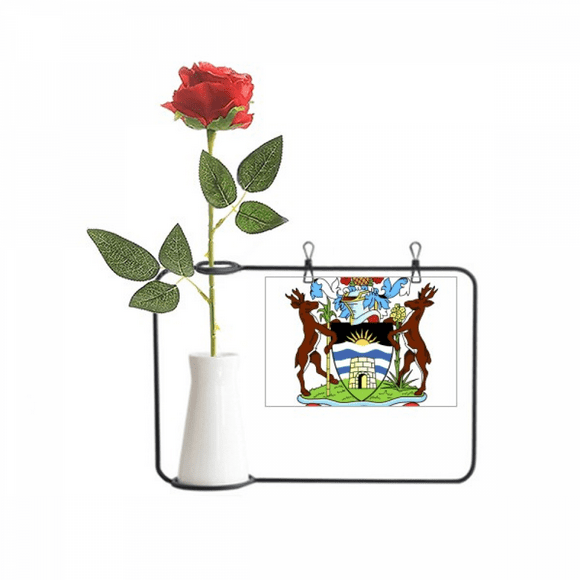 John's Antigua & Barbuda Emblem Artificial Rose Flower Hanging Vases Decoration Bottle